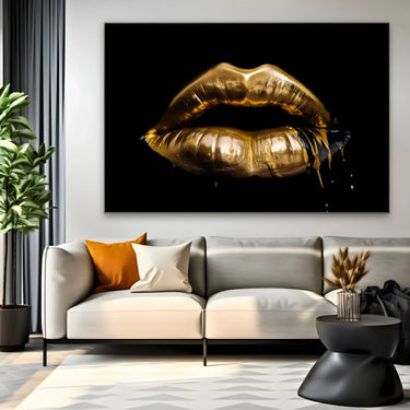 Quadro Stampa su Tela Labbra Special Gold - CupidoDesign