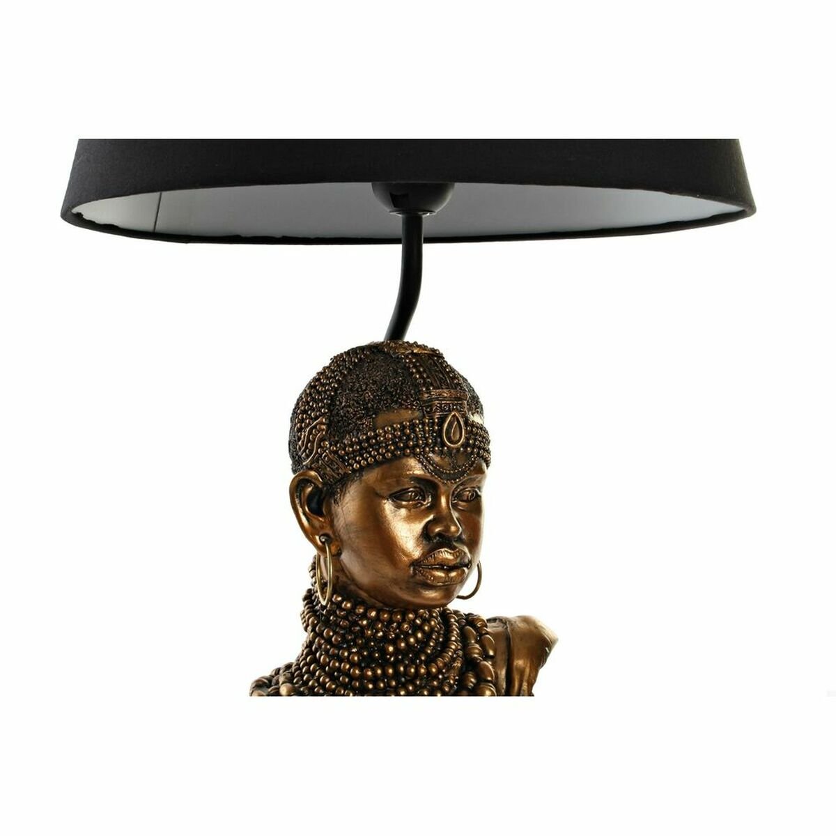 Lampada da tavolo DKD Home Decor Nero Dorato Poliestere Resina Africana (31 x 31 x 58 cm)