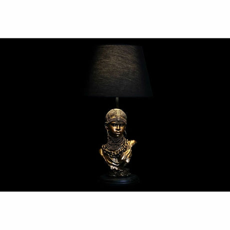 Bordslampa DKD Home Decor Black Golden Polyester African Resin (31 x 31 x 58 cm)