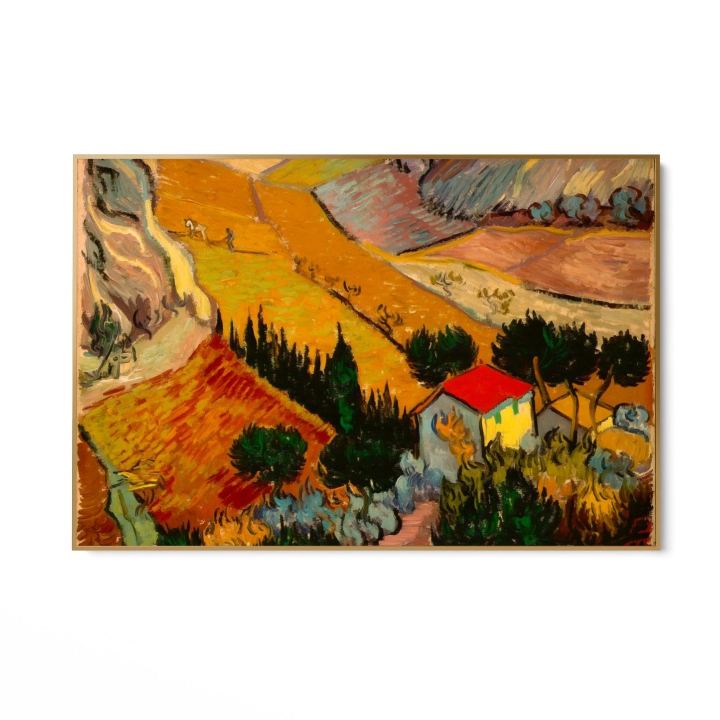 Landschap met huis en ploeger, Vincent van Gogh