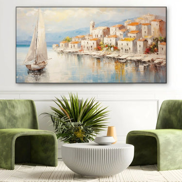 Quadro Stampa su Tela L'Attracco al Borgo Antico - CupidoDesign