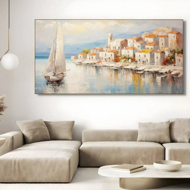 Quadro Stampa su Tela L'Attracco al Borgo Antico - CupidoDesign