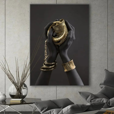Quadro Stampa su Tela Mani Gold - CupidoDesign