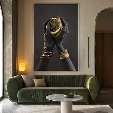 Quadro Stampa su Tela Mani Gold - CupidoDesign