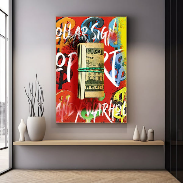 Money Graffiti Art Street Style Art on Canvas | Custom Abstract Wall Art Decor | Modern Contemporary store Original Painting