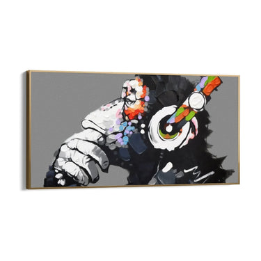Quadro Stampa su Tela Monkey Art 100x200cm Con Cornice Nera - CupidoDesign