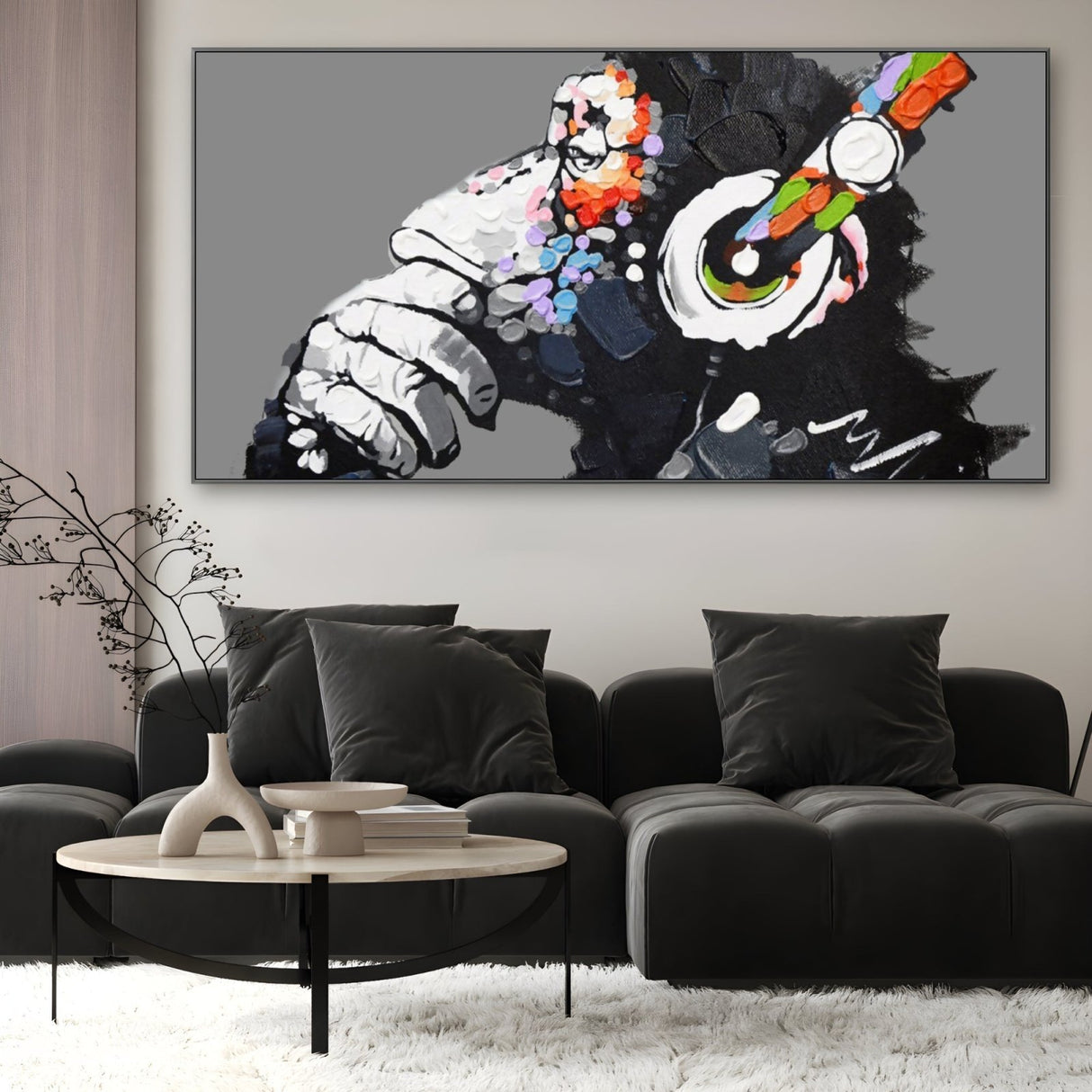 Monkey Art 100x200cm mit Gesims Schwarz