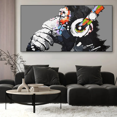 Quadro Stampa su Tela Monkey Art 100x200cm Con Cornice Nera - CupidoDesign