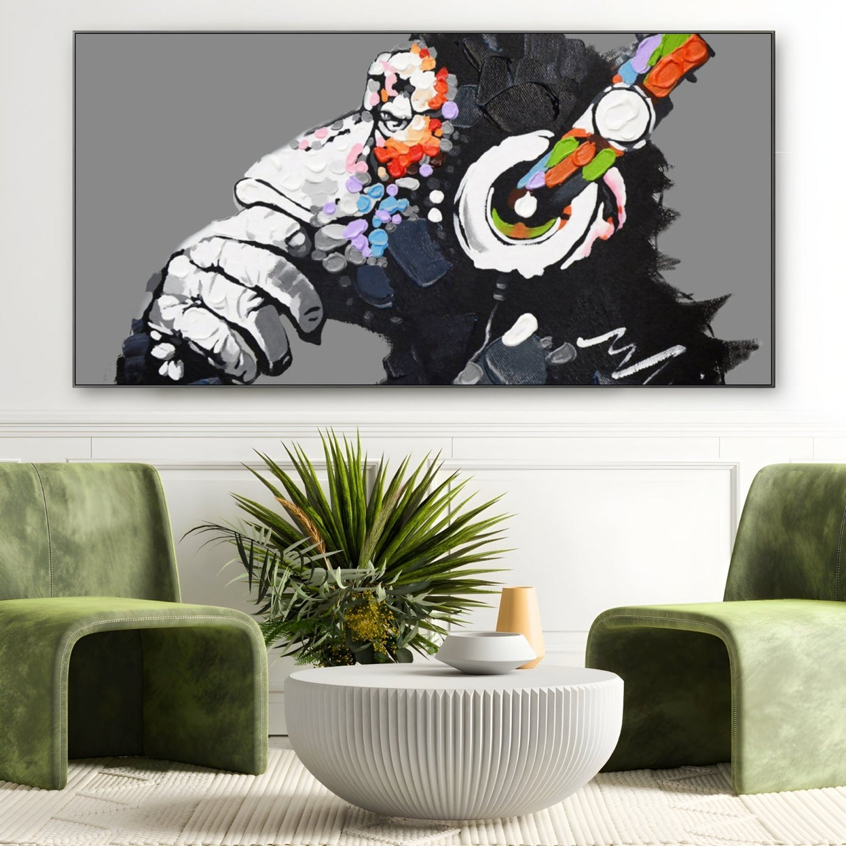 Monkey Art 100x200cm mit Gesims Schwarz