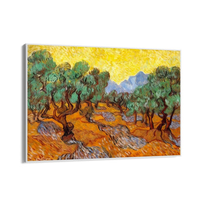 Alyvmedžiai su geltonu dangumi ir saule, Vincentas Van Gogas