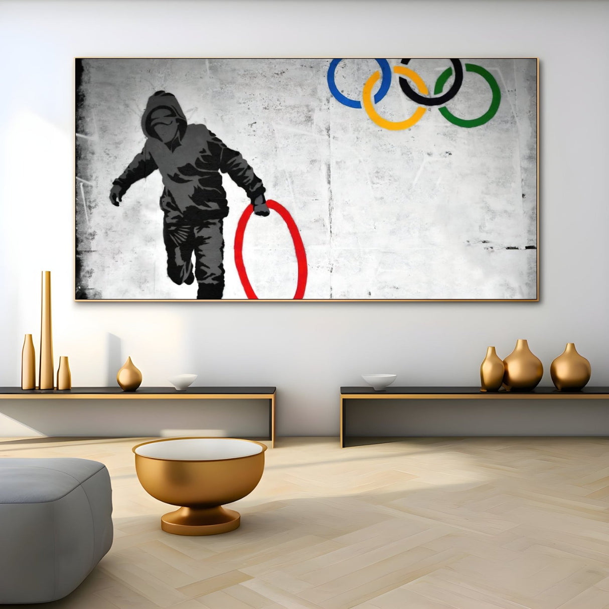 Plunderaar van de Olympische ringen, Banksy