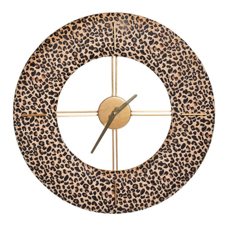 Orologio da Parete 48 x 3,5 x 48 cm Tessuto Sintetico Metallo Leopardo - CupidoDesign