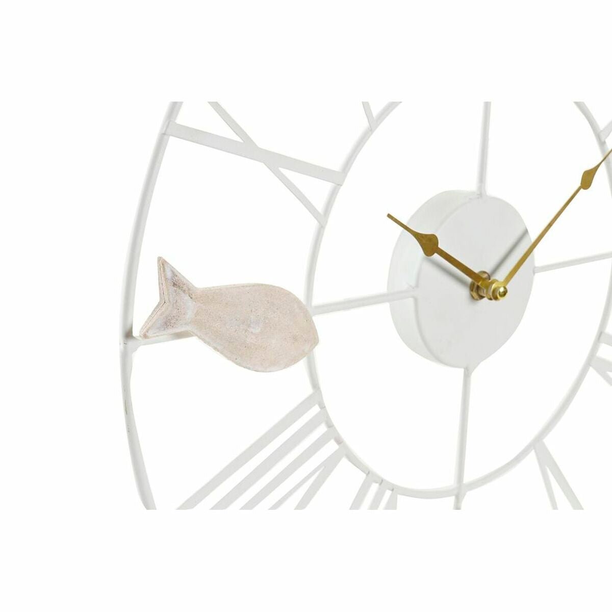 Orologio da Parete DKD Home Decor 39 x 3,5 x 39 cm Metallo Marrone Bianco Legno MDF Mediterraneo Pesci - CupidoDesign