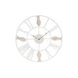 Orologio da Parete DKD Home Decor 39 x 3,5 x 39 cm Metallo Marrone Bianco Legno MDF Mediterraneo Pesci - CupidoDesign