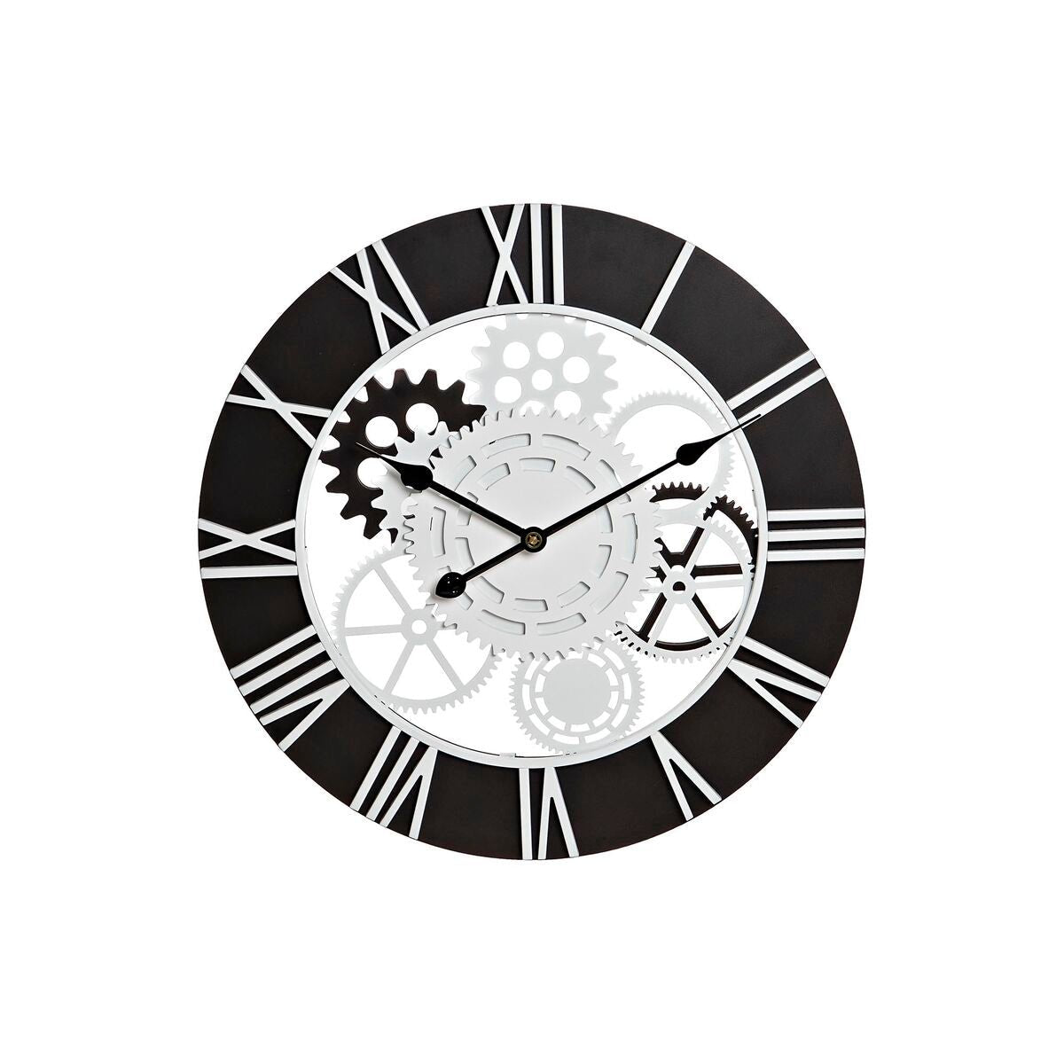 Orologio da Parete DKD Home Decor Legno Nero Bianco Ferro Ingranaggi (60 x 4 x 60 cm) - CupidoDesign