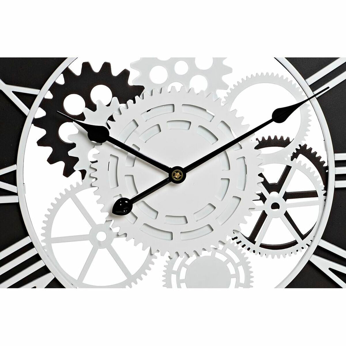 Orologio da Parete DKD Home Decor Legno Nero Bianco Ferro Ingranaggi (60 x 4 x 60 cm) - CupidoDesign