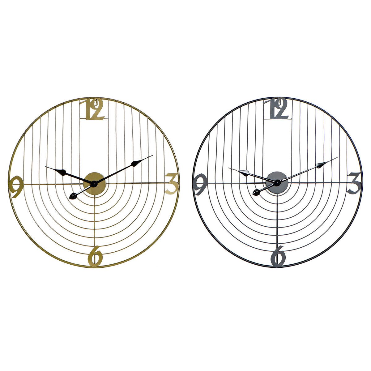 Orologio da Parete DKD Home Decor Nero Dorato Metallo 60 x 3 x 60 cm Moderno (2 Unità) - CupidoDesign