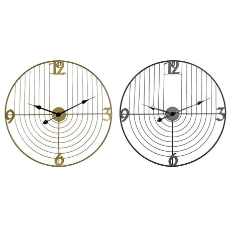 Orologio da Parete DKD Home Decor Nero Dorato Metallo 60 x 3 x 60 cm Moderno (2 Unità) - CupidoDesign