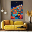 Quadro Stampa su Tela Paese del mediterraneo di notte - CupidoDesign