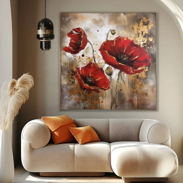 Quadro Stampa su Tela Papaveri Dorati - CupidoDesign
