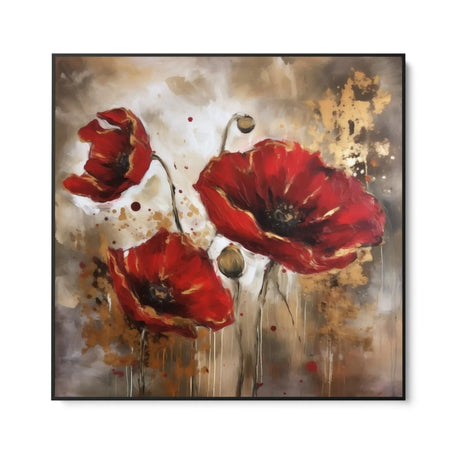 Quadro Stampa su Tela Papaveri Dorati - CupidoDesign