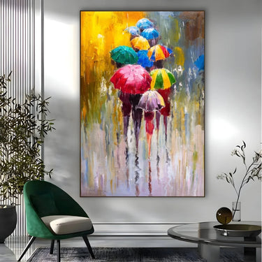 Quadro Stampa su Tela Passeggiata sotto la pioggia - CupidoDesign