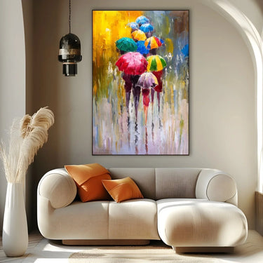 Quadro Stampa su Tela Passeggiata sotto la pioggia - CupidoDesign