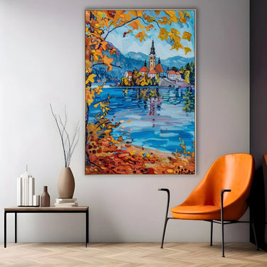 Quadro Stampa su Tela Pensieri su Lago di Bled, Slovenia - CupidoDesign