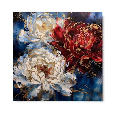 Quadro Stampa su Tela Peonia sul Blu - CupidoDesign