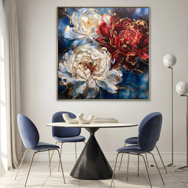 Quadro Stampa su Tela Peonia sul Blu - CupidoDesign
