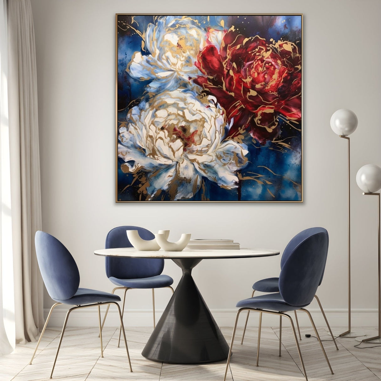 Peony on Blue