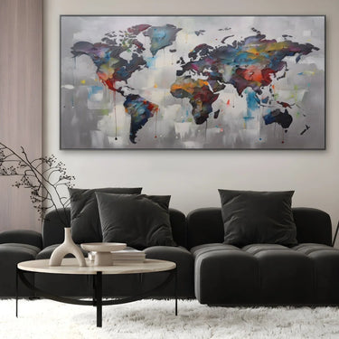 Quadro Stampa su Tela Planisfero astratto - CupidoDesign