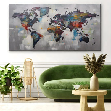 Quadro Stampa su Tela Planisfero astratto - CupidoDesign