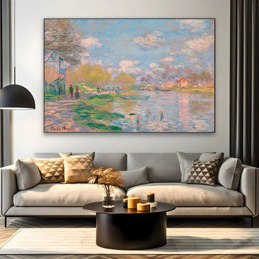 Quadro Stampa su Tela Primavera lungo la senna - Claude Monet - CupidoDesign