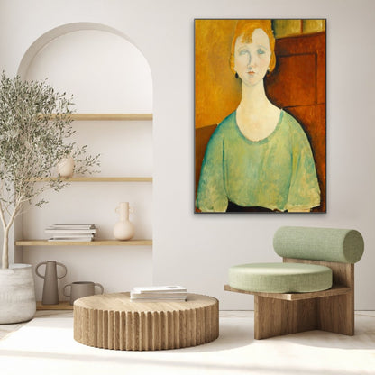 Mergina žalia palaidine, Amedeo Modigliani