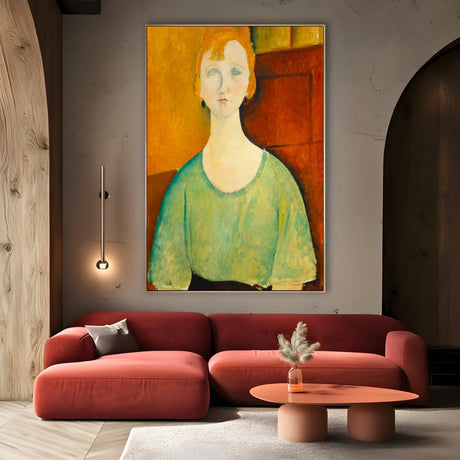 Mergina žalia palaidine, Amedeo Modigliani