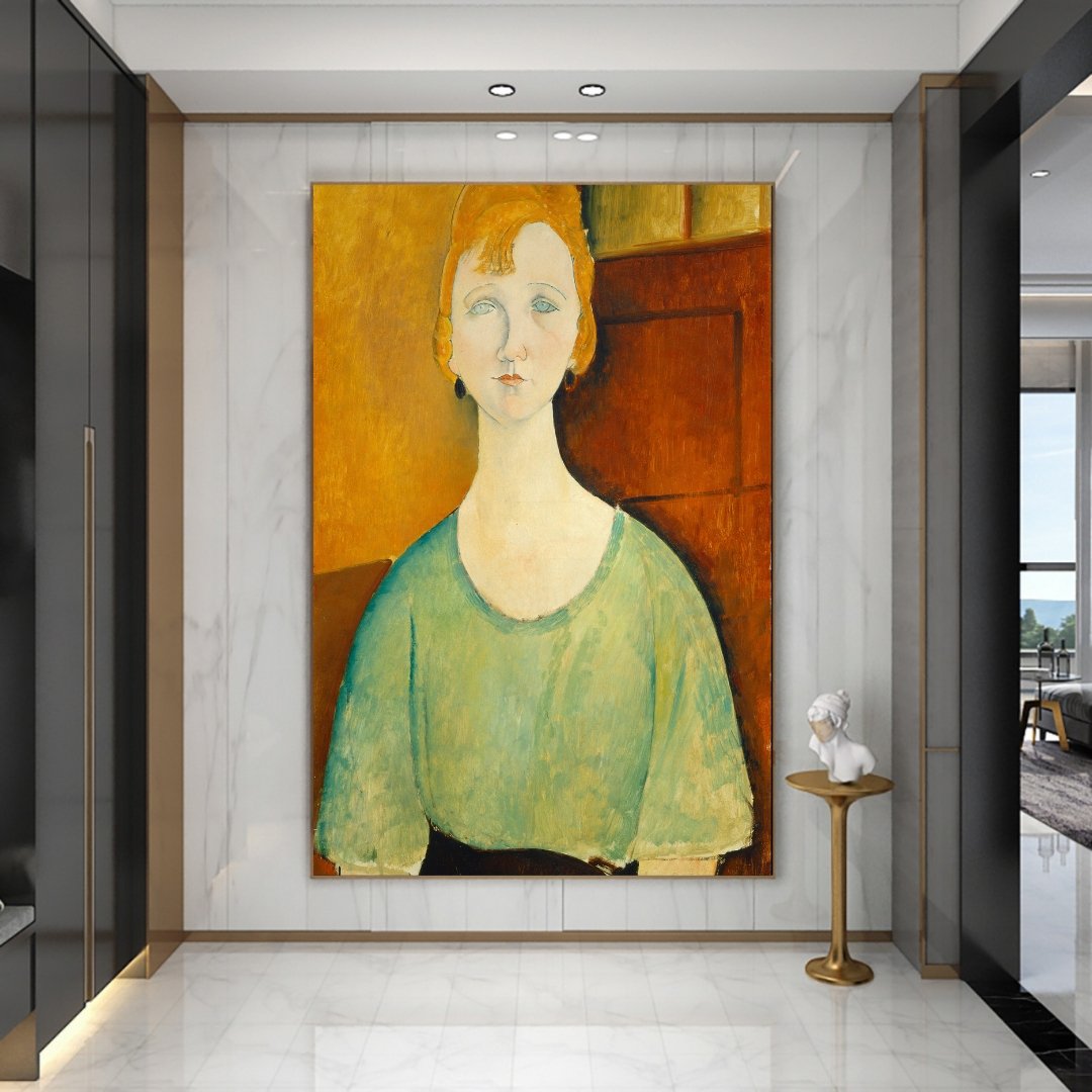 Mergina žalia palaidine, Amedeo Modigliani