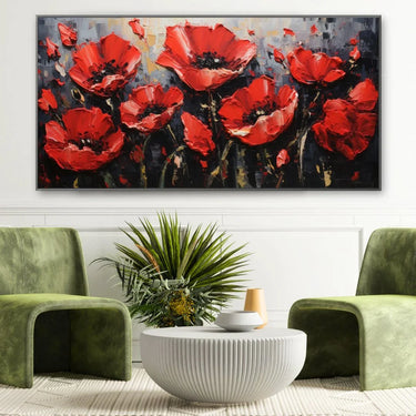 Quadro Stampa su Tela Rosso Fiorito - CupidoDesign