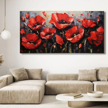 Quadro Stampa su Tela Rosso Fiorito - CupidoDesign