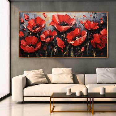 Quadro Stampa su Tela Rosso Fiorito - CupidoDesign