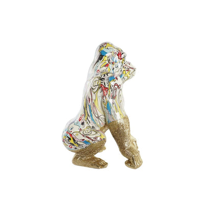 Statua Decorativa DKD Home Decor 28,5 x 26,5 x 41 cm Dorato Multicolore Gorilla