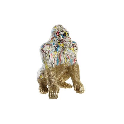 Statua Decorativa DKD Home Decor 28,5 x 26,5 x 41 cm Dorato Multicolore Gorilla