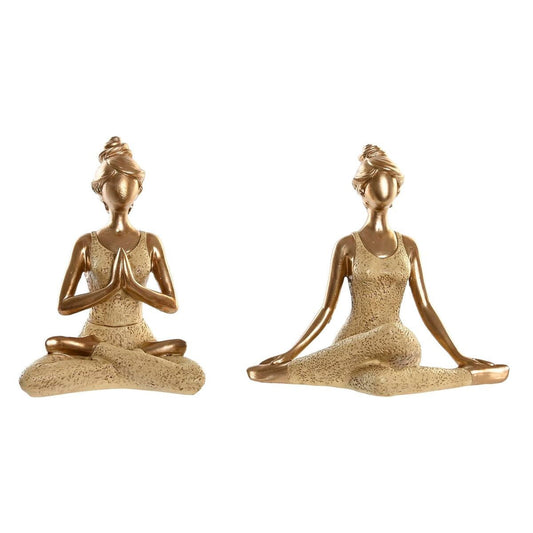 Koristepatsas DKD Home Decor Golden Yoga 19,5 x 11,5 x 18 cm (2 yksikköä)