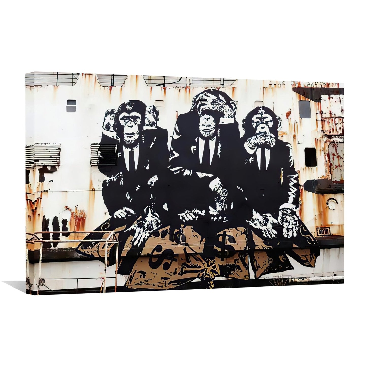Trys verslo beždžionės, Banksy 100x70cm