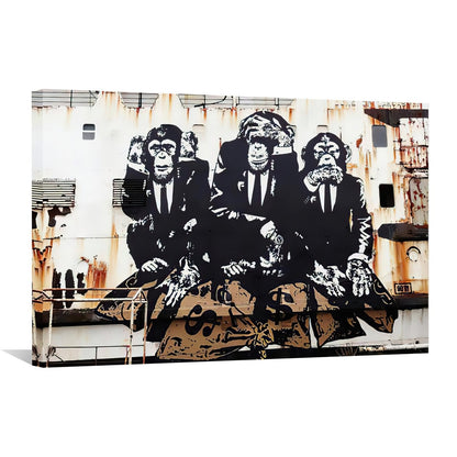 Tre affärsapor, Banksy 100x70cm