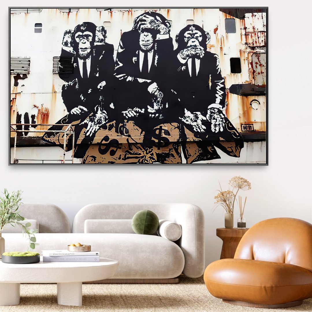 Kolme Business Monkeys, Banksy 100x70cm