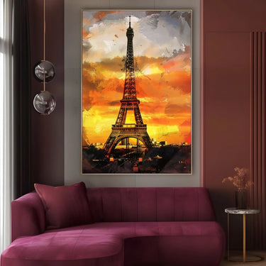 Quadro Stampa su Tela Tramonto su Eiffel - CupidoDesign