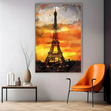 Quadro Stampa su Tela Tramonto su Eiffel - CupidoDesign