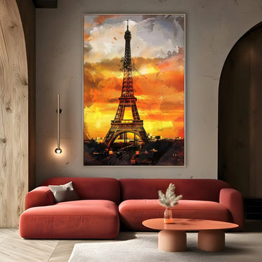 Quadro Stampa su Tela Tramonto su Eiffel - CupidoDesign