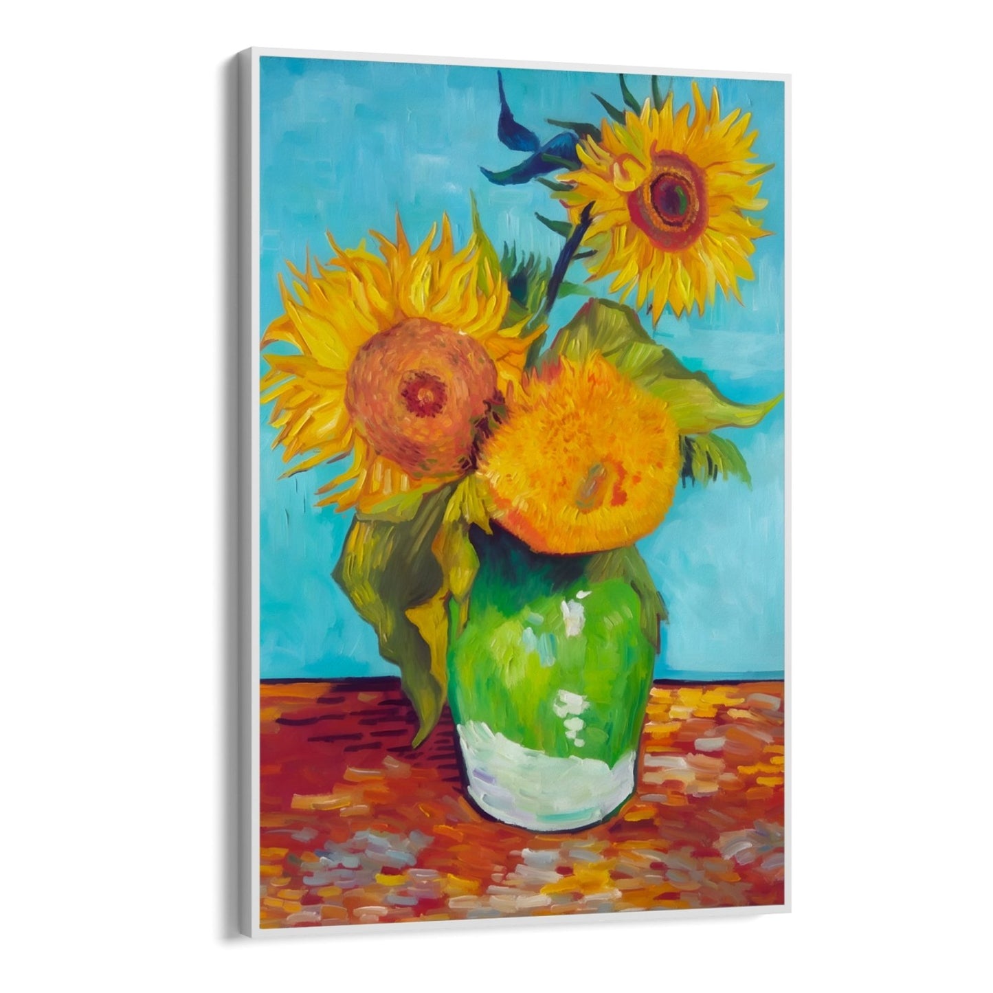 Vaas met drie zonnebloemen, Vincent van Gogh
